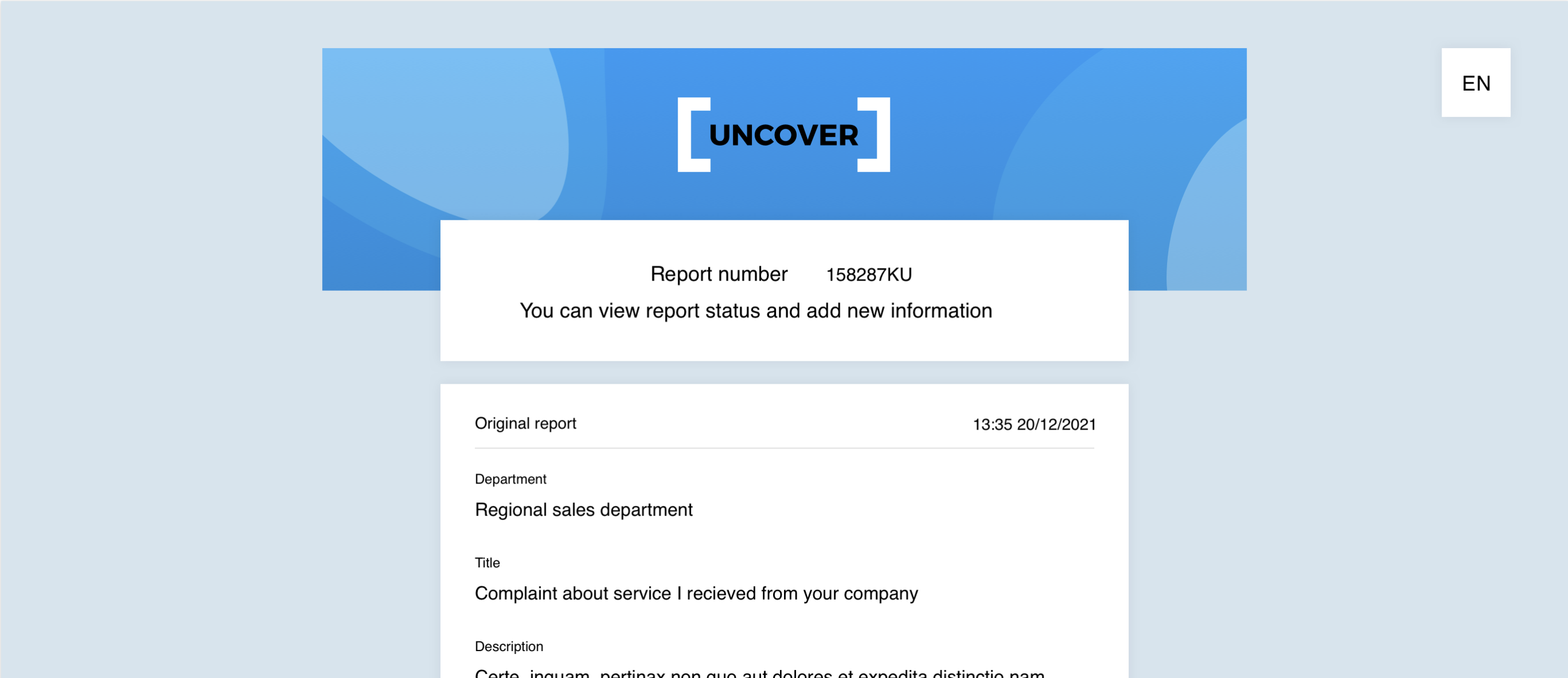 UNCOVER] | Secure Anonymous Reporting